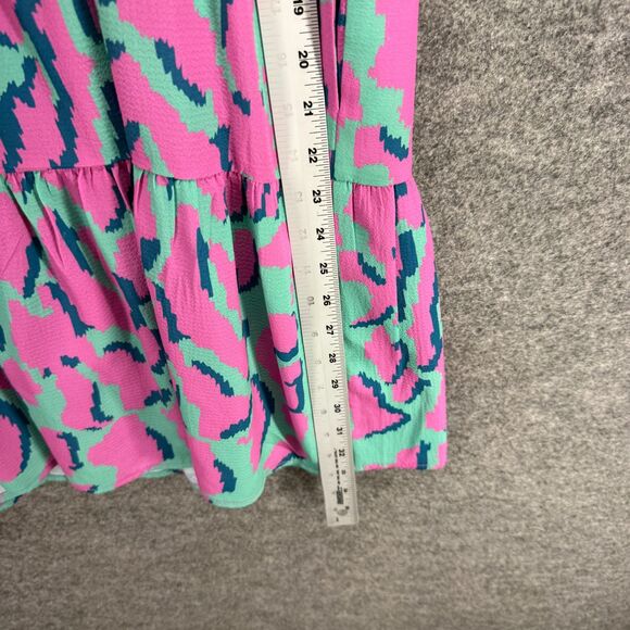 Umgee Dress Women S Small Blue Animal Print Shift Midi V-Neck Short Sleeve - Picture 7 of 8